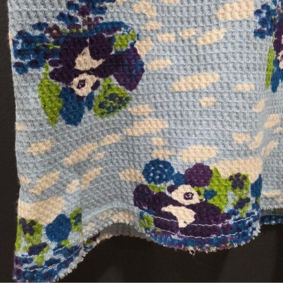Free People Multi Panda Blue Purple Raw Hem Cotton Thermal Tank Sz M - Picture 9 of 11
